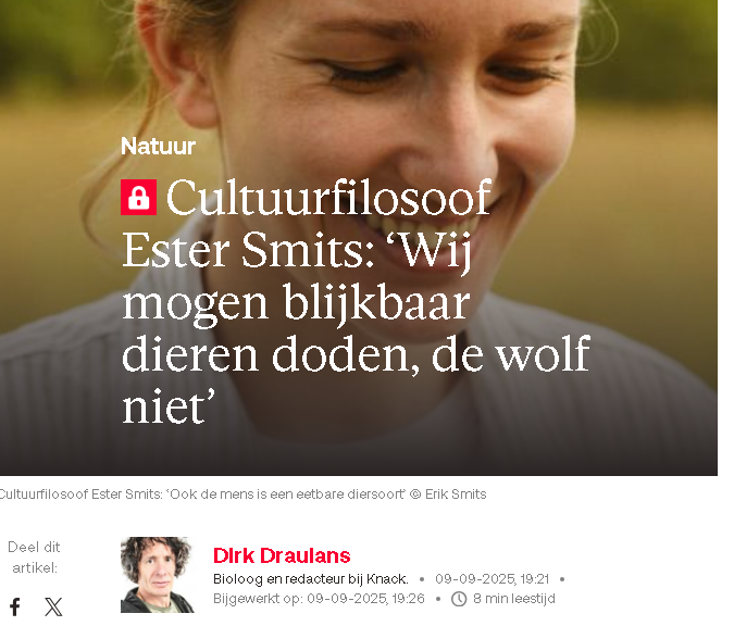 Leestip: Interview met cultuurfilosoof Ester Smits over de wolf